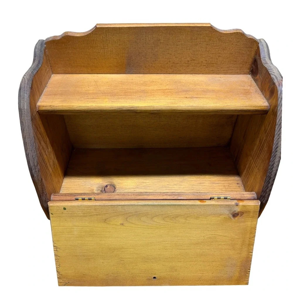 Vintage Wooden Bread‎ Box Hand Painted Farmhouse Kitchen Storage Bin Rustic Wood